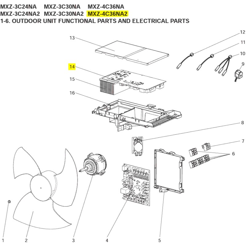 MITSUBISHI T7W AW0 323 OUTDOOR POWER P.C. BOARD