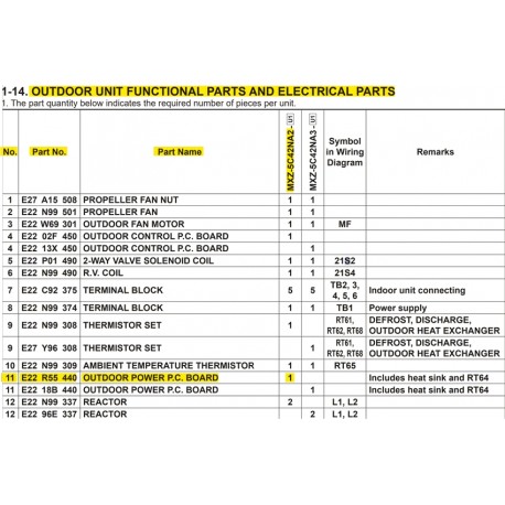 MITSUBISHI E22 R55 440 OUTDOOR POWER P.C. BOARD