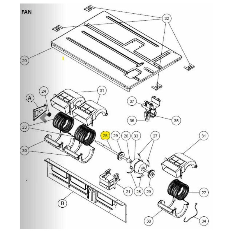 FUJITSU K9379805001 aka 9379805001 9381052004 SHAFT ARUL18 HVAB