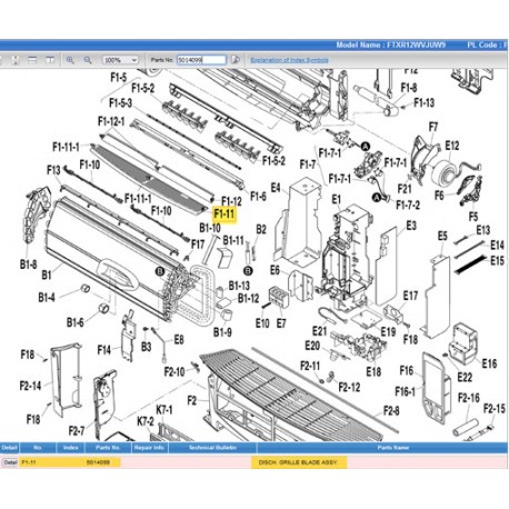 DAIKIN 5014099 DISCH. GRILLE BLADE ASSY.