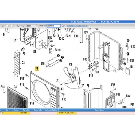 DAIKIN 2504940 FRONT PLATE ASSY.