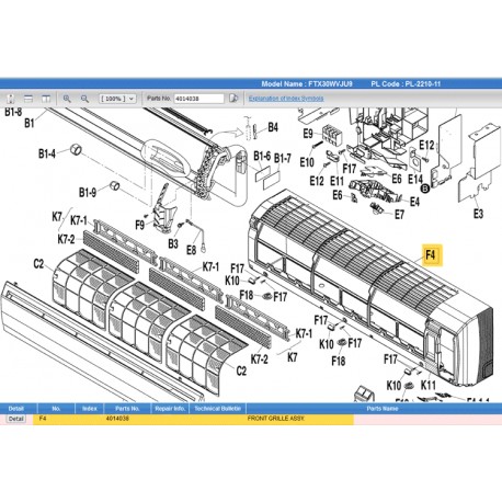 DAIKIN 4014038 FRONT GRILLE ASSY.