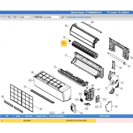 DAIKIN 4025980 CROSS FLOW FAN ASSY.