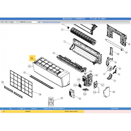 DAIKIN 2549250 FRONT GRILLE ASSY.