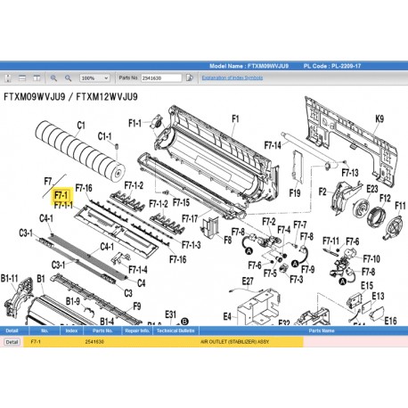 DAIKIN 2541630 AIR OUTLET (STABILIZER) ASSY.