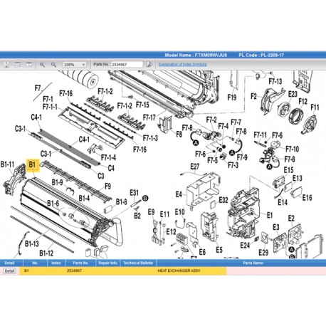 DAIKIN 2534967 HEAT EXCHANGER ASSY.