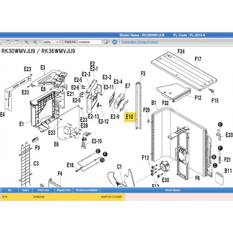 DAIKIN 2548209 SWITCH COVER