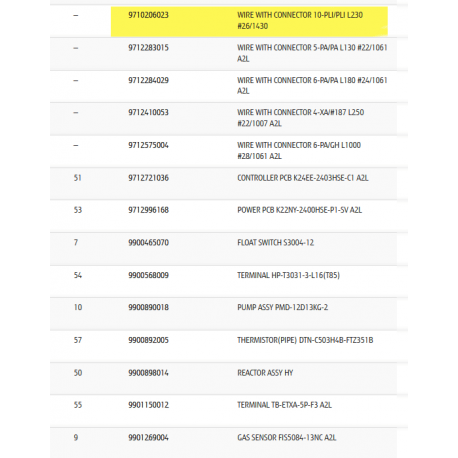 WIRE WITH CONNECTOR 10-PLI/PLI L230 26/1430