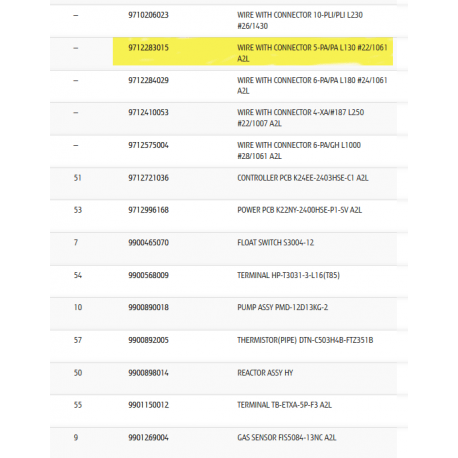 FUJITSU K9712283015 aka 9712283015 WIRE WITH CONNECTOR 5-PA/PA L130 22/1061 A2L