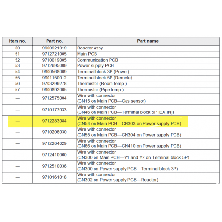 FUJITSU K9712283084 aka 9712283084 Wire with connector (CN54 on Main PCB—CN303 on Power supply PCB)