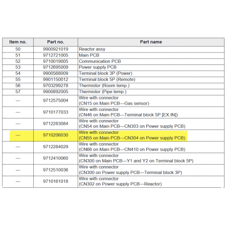 FUJITSU K9710206030 aka 9710206030 Wire with connector(CN55 on Main PCB—CN304 on Power supply PCB)