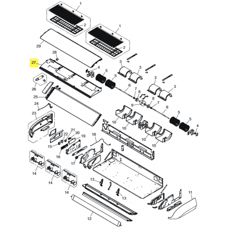 FUJITSU K9384364005 aka 9384364005 Drain pan total assy (4-fan)