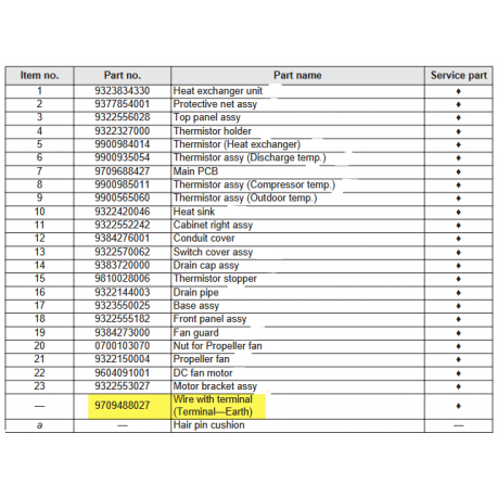 FUJITSU K9709488027 aka 9709488027 Wire with terminal (Terminal—Earth)