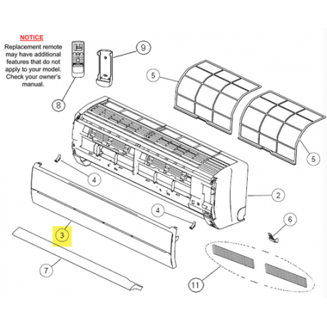 FUJITSU K9317428088 aka 9317428088 INTAKE GRILL ASSY RL DW