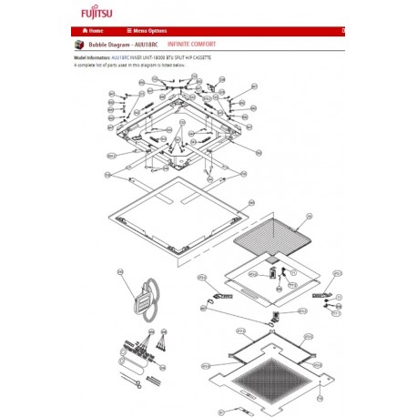 FUJITSU K9362818131 INTAKE GRILL DW AUU18~42RCLX WHITE