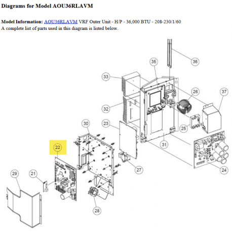 FUJITSU K9708854052 aka 9708854052 CONTROL PCB ASSY HVAB DCP