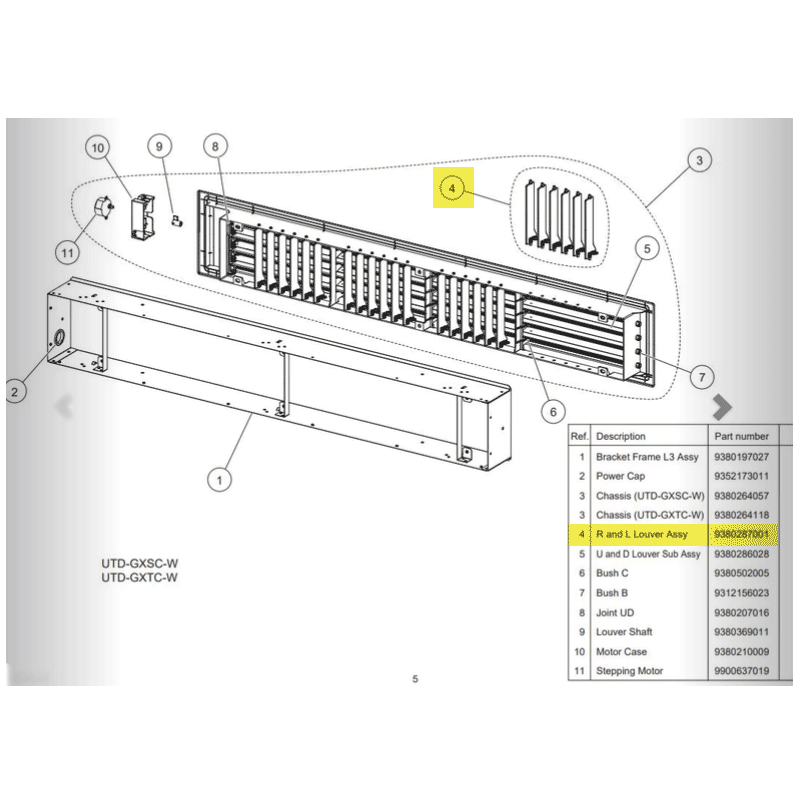 FUJITSU K9380287001 aka 9380287001 LOUVER ASSY HVAB
