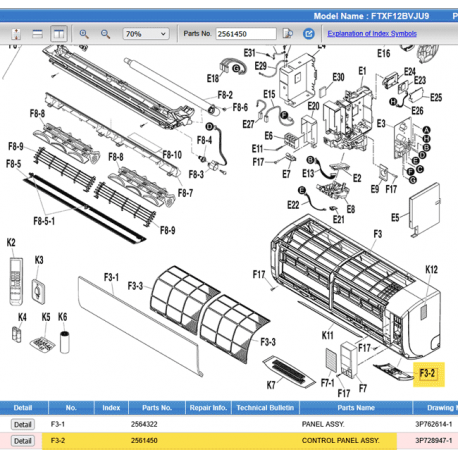 DAIKIN 2561450 CONTROL PANEL ASSY