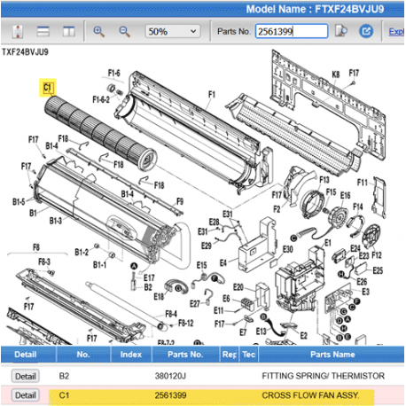 DAIKIN 2561399 CROSS FLOW FAN ASSY.