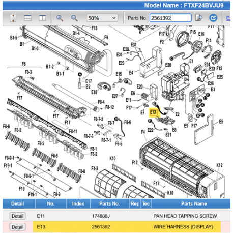 DAIKIN 2561392 WIRE HARNESS (DISPLAY)