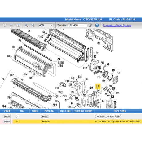 DAIKIN 2561430 EL. COMPO. BOX (WITH SEALING MATERIAL)