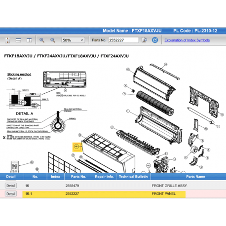 DAIKIN 2552227 FRONT PANEL