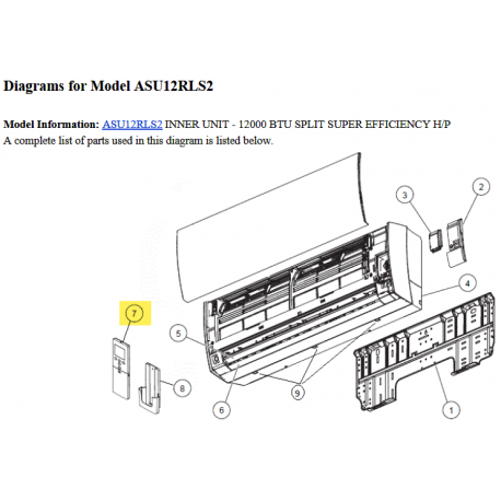 FUJITSU K9352446610 aka 9352446610 REMOTE CONTROL ASU9~15RLS2 AR-RED1U(FUJITSU) IEC
