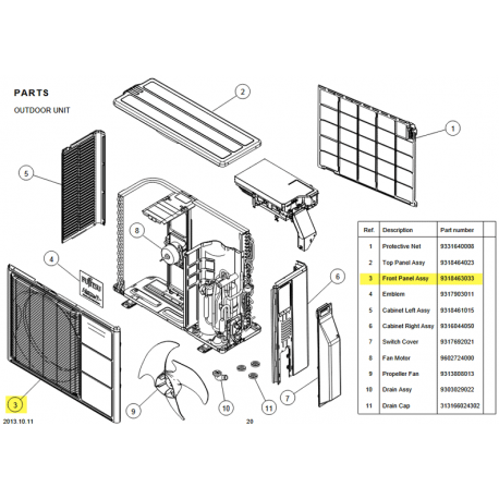 FUJITSU K9318463033 aka 9318463033 FRONT PANEL 15RLS2/FH/RLFF DW