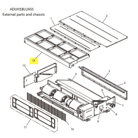 FUJITSU K9379901178 aka 9379901178 DRAIN PAN SUB ASSY AL52 ARUL18 HVAB DW A2L