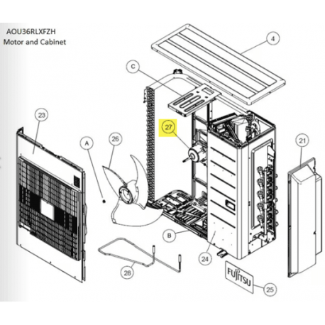 FUJITSU K9603518011 aka 9603518011 MOTOR DC BRUSHLESS 48RLXFZ/1
