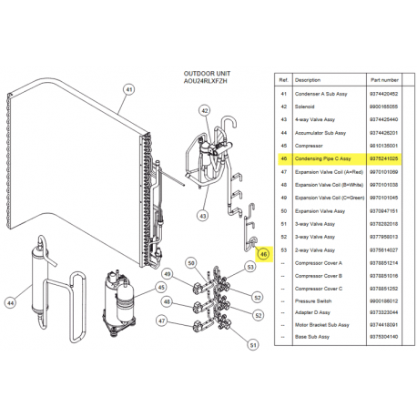 FUJITSU K9375241025 aka 9375241025 PIPE C CONDENSING AOU24RLXFZ/H