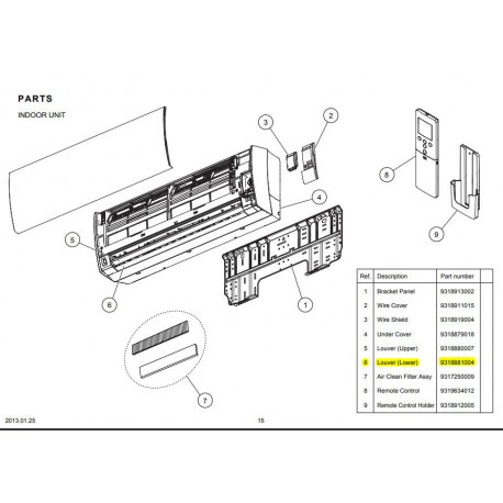 FUJITSU K9318881004 aka 9318881004 LOUVER Z ASU9~15RLS2