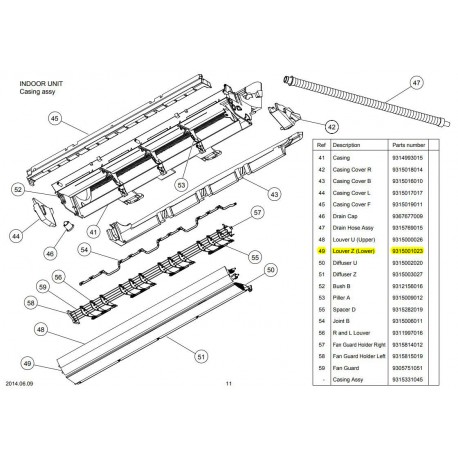 FUJITSU K9315001023 aka 9315001023 LOUVER Z HVR2 ASUB18/24