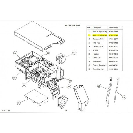 FUJITSU K9708511696 aka 9708511696 CONTROL PCB AOU24RLB