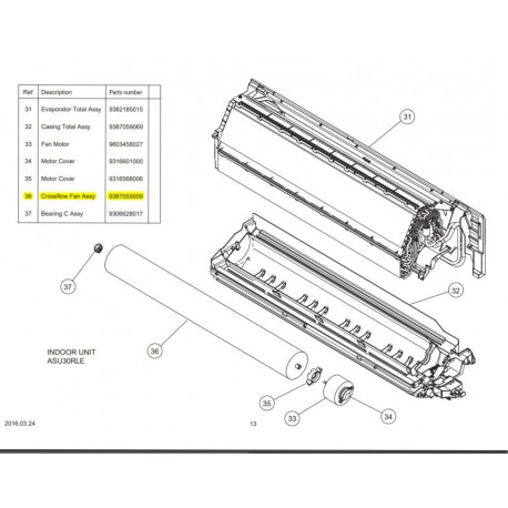 FUJITSU 9387055009 CROSSFLOW FAN HY ASU30RLE