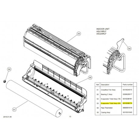 FUJITSU K9315338440 aka 9315338440 EVAPORATOR TA-24HFI/CL1 HY