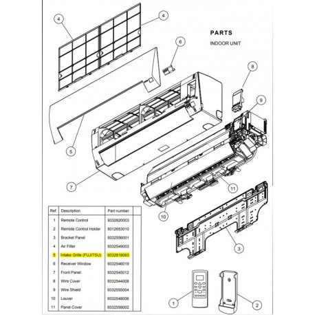 FUJITSU K9332818093 aka 9332818093 Intake Grille