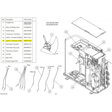 FUJITSU K9900817046 aka 9900817046 Heat Ex. Thermistor (Outlet)