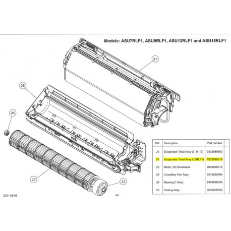 FUJITSU K9332989519 aka 9332989519 Evaporator Total Assy