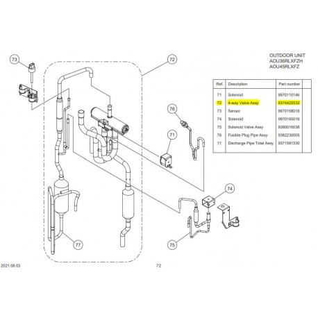 FUJITSU K9374425532 aka 9374425532 VALVE 4 WAY TA W/PIPES DW