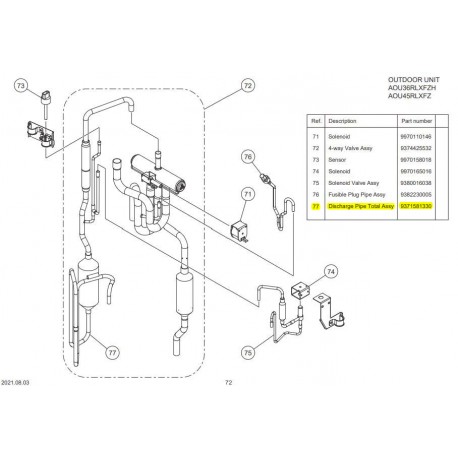 FUJITSU K9371581330 aka 9371581330 PIPE DISCHARGE TA 36/45 HY