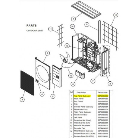 FUJITSU K9379416009 aka 9379416009 PANEL TOP 48RLXFZ DW