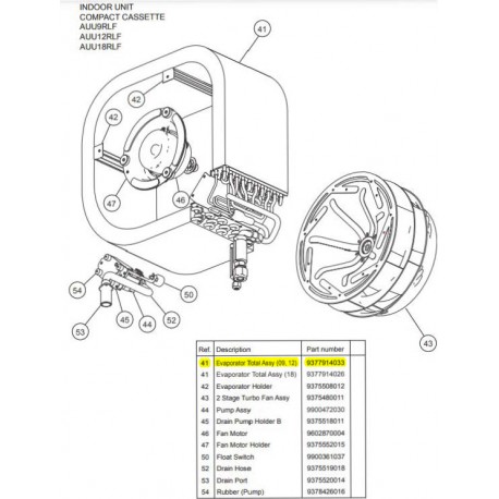 FUJITSU K9377914033 aka 9377914033 Evaporator Total Assy