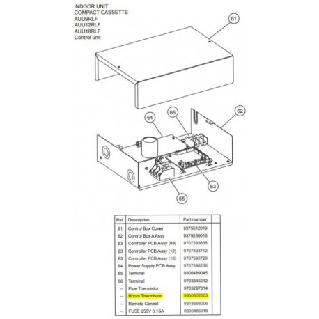 FUJITSU K9900502003 aka 9900502003 Room Thermistor