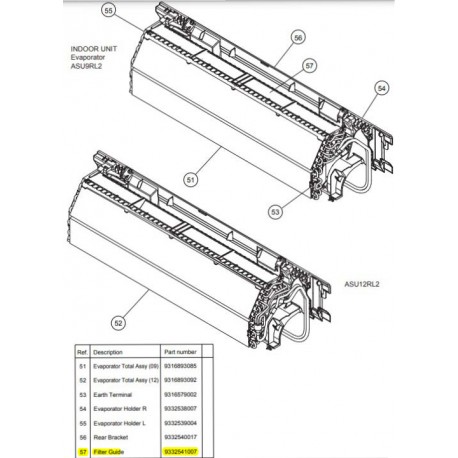 FUJITSU K9332541007 aka 9332541007 GUIDE FILTER ASU9/12RL2