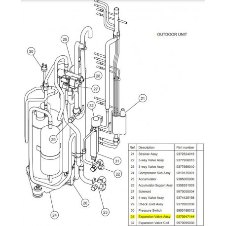 FUJITSU K9370947144 aka 9370947144 EXPANSION VALVE ASSY HY