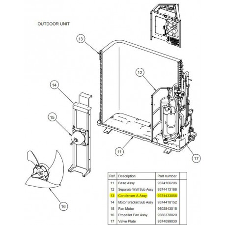 FUJITSU K9374433056 aka 9374433056 Condenser A Assy