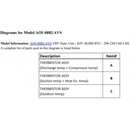 FUJITSU K9900747022 aka 9900747022 THERMISTOR OUTDOOR HVAB