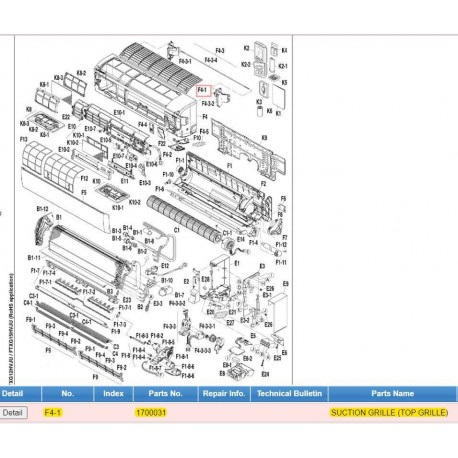 DAIKIN 1700031 SUCTION GRILLE (TOP GRILLE)