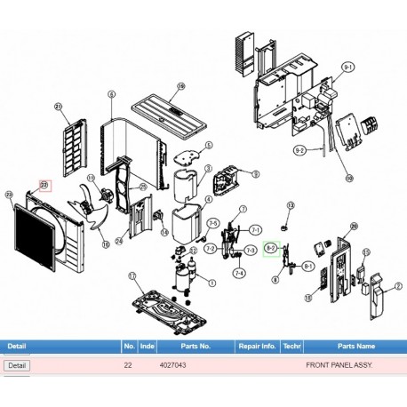 DAIKIN 4027043 FRONT PANEL ASSY.